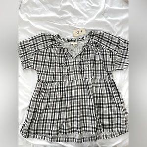 NWT plaid babydoll top